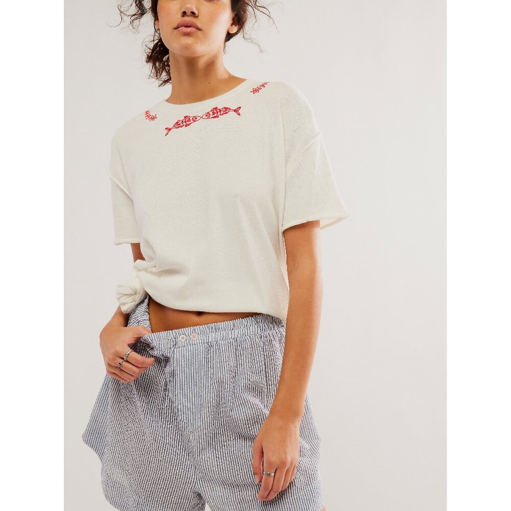NWT FREE PEOPLE Cloud Nine Boxer / Navy Stripe - Picture 2 of 7